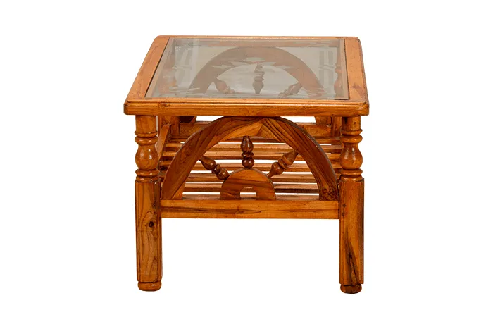 VIVDeal Glass Teak Center Table 2